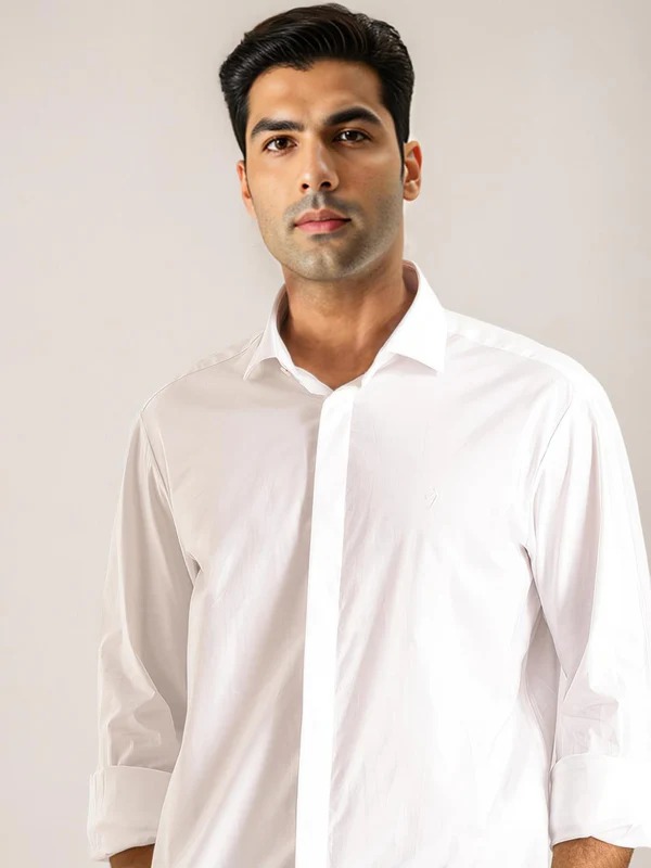 Indian Terrain Men Solid White Shirt